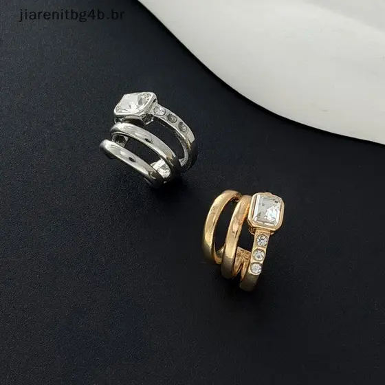 JIARN Trendy 2024 Ear Cuffs Multi-Camada Em Forma De C Prata Metal Triplo Anel Brincos Irregulares Melhor Presente Para