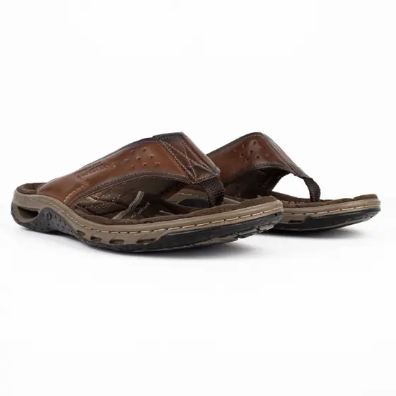 Chinelo Dedo Masculino Pegada Couro Conforto Antiderrapante