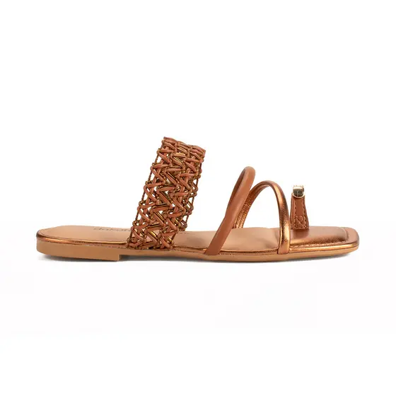 Sandália Chinelo Rasteira Flat Feminina Dakota Tiras Tramadas Original Y9252 Rasteirinha Passeio