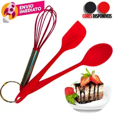 Kit 3 , 2 ou 1 Utensílio de Cozinha Silicone Colher Pão Duro Fouet Alta Qualidade Antiaderente