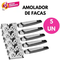 Afiador Amolador Faca E Tesoura Cozinha Inox E Cabo ABS Profissional Manual Kit C/03 ou 05 Un