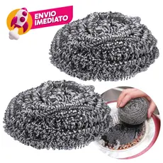 Kit Esponja De Aço Inox Limpeza Pesada Bucha Brilho Panela Grelha Casa Faxina