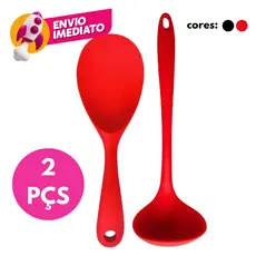 Kit Concha Para Feijão Sopa Caldo + Colher Arroz Pequena Panela Eletrica Silicone Maciço Resistente