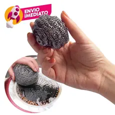 Kit Esponja Bucha De Aço Inox Limpeza Pesada Brilho Panela Grelha Casa Esponja Faxina