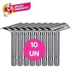 Kit Aparelho Barbeador Metal Com 6, 8 ou 10 Aparelhos Clássico Manual Retrô Com 01 Lâmina Barbearia