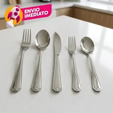 Kit Talher Inox Premium Garfo Faca Refeição Colher Sopa Colher Garfo Sobremesa Jogo Completo
