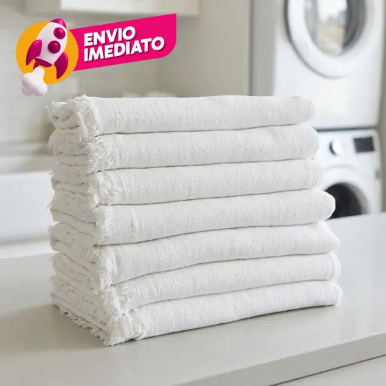 KIT Pano Chão Saco Alvejado Duplo Resistente Grande Algodão Branco Limpeza Em Geral C/ 5, 10 ou 20Un