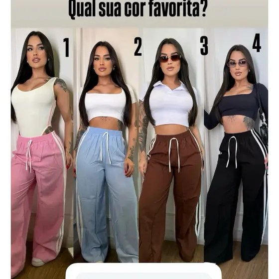 calça listra Tracker Candy color tendência estilosa
