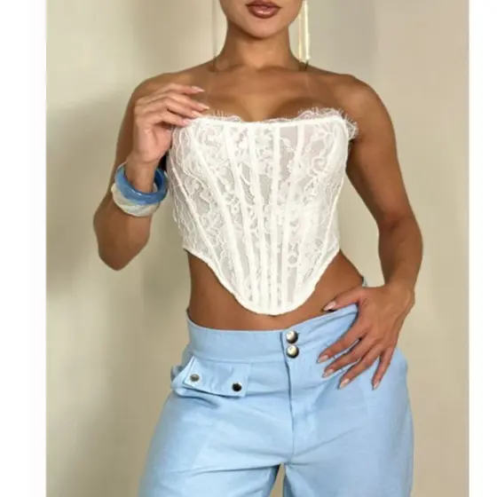 Corselet /cropped Renda moda blogueira