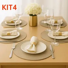 Kit 4/10 Peças Jogo Americano Redondo Souplast Jantar Mesa Posta Cozinha 39cm