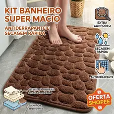 Tapete De Banho Antiderrapante Absorvente De Água Com Padrão De Pedra Para Banheiro 60x40cm