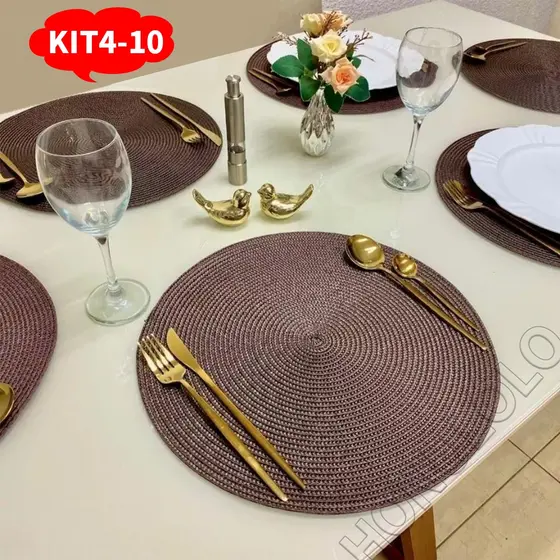 Kit 4 /10 Jogo Americano Souplast Redondo Jantar Mesa Posta Cozinha 39cm