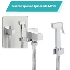 Ducha Higiênica Luxo Cromada Metal Quadrada Completa