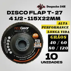 Kit 10 Disco Flap AltaGear - Grão: 40-60-80-120 - Lixa para Madeira e Metal