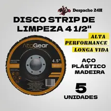 Kit 5 Discos Strip de Limpeza AltaGear - 4.1/2" (115mm) x 7/8" (22mm).