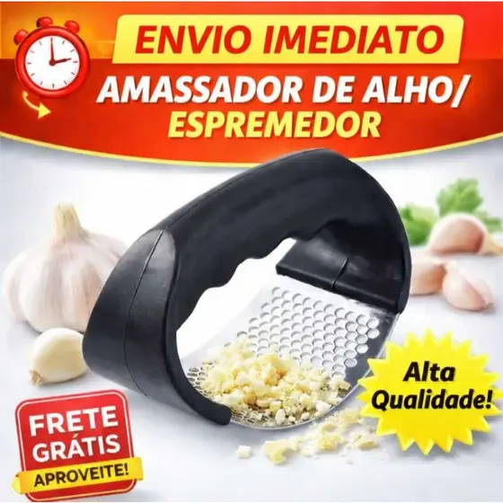Amassador Triturador e Espremedor de Alho em Aço Inox Cenoura Legumes Utensílio para Cozinha