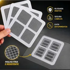 Tela Protetora de Ralos Adesivas 10x10 Anti Inseto Anti Cabelo Anti Entupimento