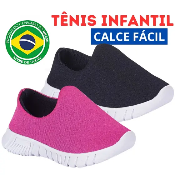 Tênis Infantil Menino Menina Calce Fácil Confortavel Macio Leve Do 20 Ao 35