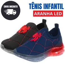 Tênis Infantil Menino Com Led Sapatinho Aranha Led Calce Fácil Macio e Confortável 20 ao 34