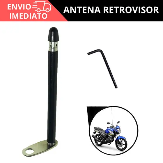 Antena Retrátil 7 Estágios Para Retrovisor Guidão Moto Bike Proteção Ajustável Universal