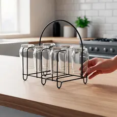 Porta Copos 6 Lugares Escorredor Seca Resistente Organizador de Pia Moderno Luxo Prático Durável Compacto Para Cozinha