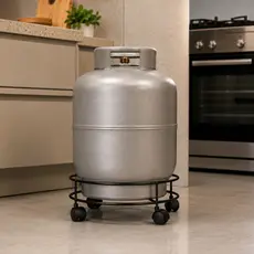 Carrinho Para Botijão Suporte De Gás Bujão Com Rodinhas Resistente Base Aço Para Vasos Galão De Água Apoio P13 Rodízios