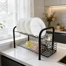 Escorredor De Louças Dois Andares Versátil Reforçado De Luxo - Com Porta Prato, Talher e Copos Alta Durabilidade Design