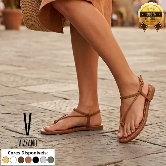 Sandália Rasteirinha Vizzano Feminina Original Casual Leve Confortável Tiras Finas Elegante Original