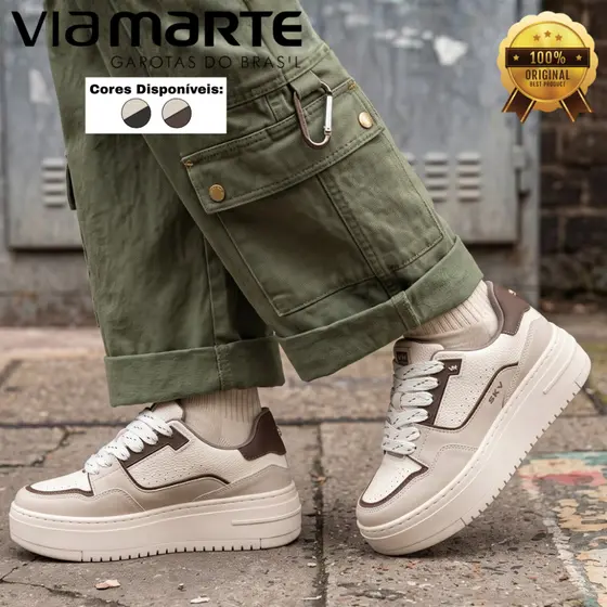 Tênis Via Marte Feminino Plataforma Casual Confortável Original Napa Nobuck Antiderrapante Robusto