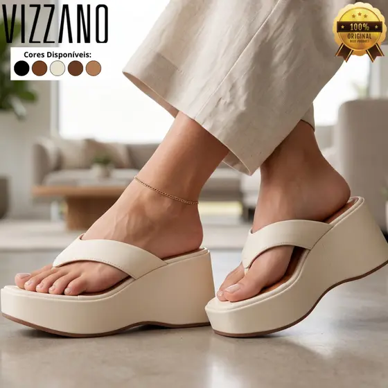 Tamanco Vizzano Feminino Plataforma Anabela de Dedo Alto Macio Dia a Dia Conforto Original