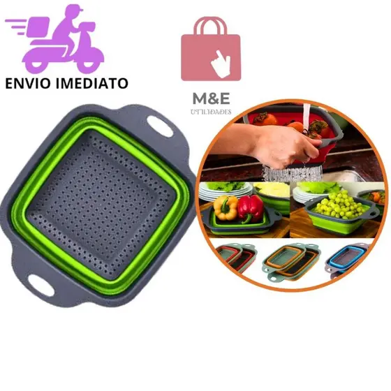 Escorredor Retrátil Dobrável Multiuso Silicone Alimentos Legumes Doméstico Cozinha