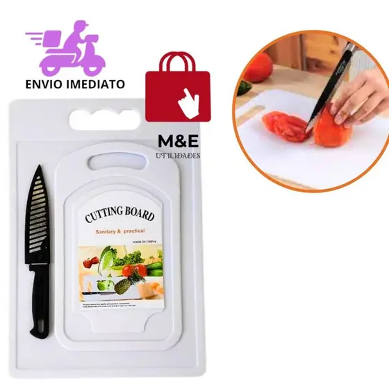 Kit Com  Duas Tábuas Uma Faca Kit Cozinhas 3 Peças Duas Tabuas De Corte E Uma Faca