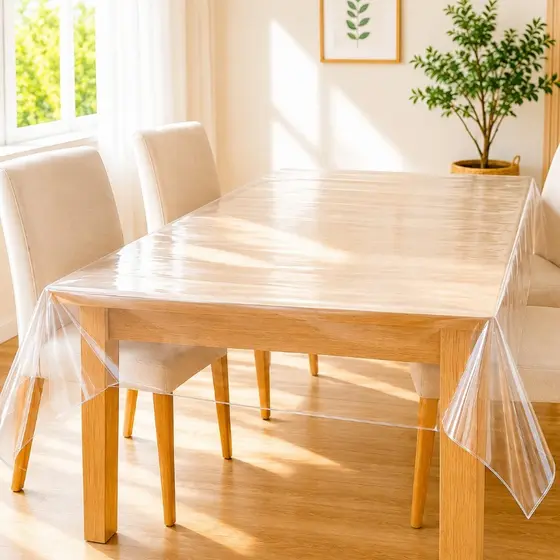 Toalha de Mesa Transparente PVC Premium 0,10mm Antiderrapante Anti Mancha Protege Várias Tamanhos