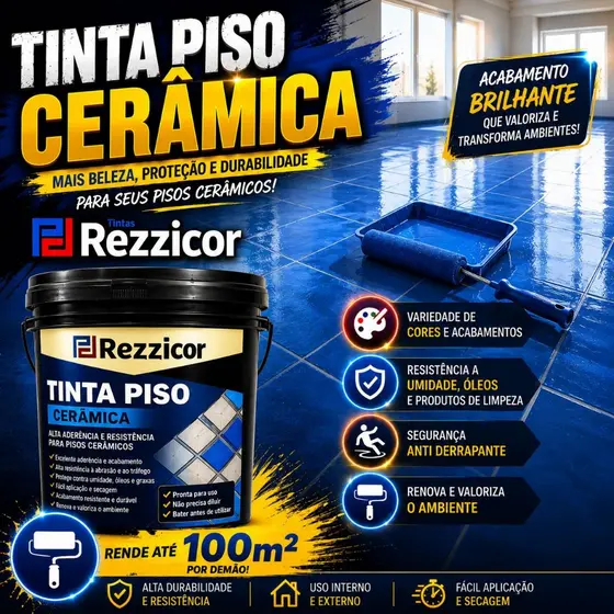 Piso Cerâmica Ultra Demarcação Viária piso banheiro cozinha Premium Rezzicor 18KG Casa-Piso Envio 24H