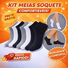 Kits de Meias Soquete Cano Curto Com 3 Até 48 Pares Unissex, Brancas, Pretas e Sortidas