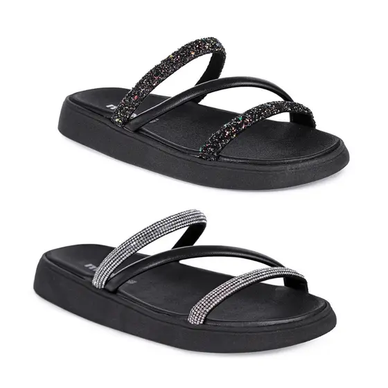 Sandália Moleca Tira Tripla Feminino Brilho Elegante Confortável Macia Leve Casual Moda Blogueira