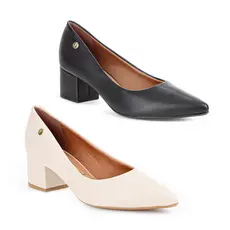 Scarpin Vizzano Pelica Salto Bloco Sapato Social Feminino  Confortável Elegante Moderno Despojado Lançamento Moda Macio