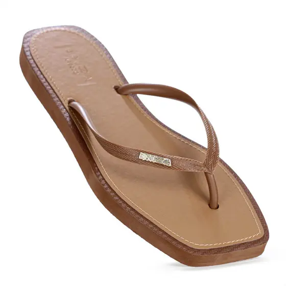 Chinelo Brizza Arezzo Bico Quadrado Marrom Cacau - Feminino