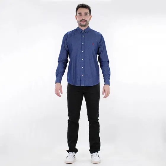 Camisa Social Reserva Easy Oxford Denim Azul - Masculino
