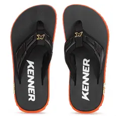 Chinelo Kenner Kivah Full Force Preto e Laranja - Masculino