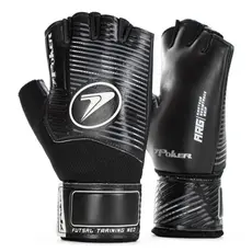 Luva de Goleiro Poker Futsal Training Neo Preto Cinza e Branco - Adulto 