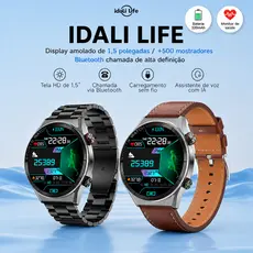 Relógio Smartwatch Com tela de 1,5 Polegadas Bluetooth Redondo Unissex DT3Mate Idali Life