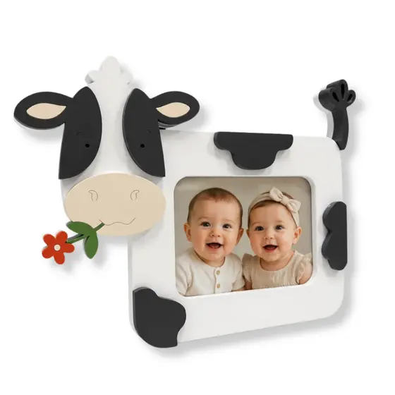 Porta Retrato Vaquinha Fazendinha Baby em MDF 3D | Decoração Quarto de Bebê Infantil Menina Menino | Porta Foto