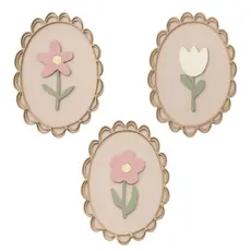 Kit 3 Quadrinhos Decorativos Flor Provençal MDF • Quarto Infantil • Decoração Delicada - Jardim Encantado