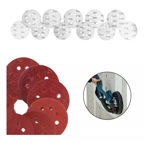 10 Discos De Lixa 9 Pol 225mm Para Lixadeira Girafa Parede 6 Furos Grão 40 60 80 100 120 150 180 240 320 400 600 800