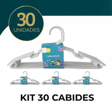Kit 30 Cabides Infantil Bebê Baby Reforçado Plástico Branco Roupa Resistente Premium