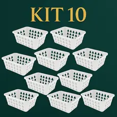 Kit 10 Cestos Organizadores Multiuso Branco 16x12x6Cm