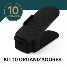 Kit 10 Organizador De Sapatos, Saltos E Tênis Com Regulagem De Altura - Preto