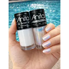 Kit Esmaltes Anita Concha Branco + Top Coat Efeito Borboleta