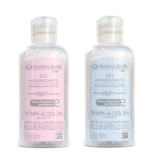 Kit 2 Álcool em Gel Higienizante Giovanna Baby Blue e Classic 60ml